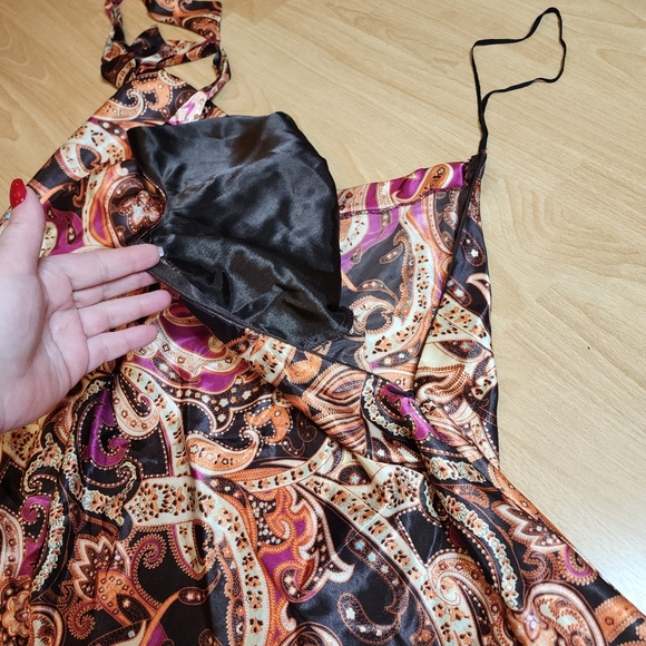 NWT Lane Bryant Satin Embellishments Paisley Halter Babydoll Top Size 22 2X/3X - Picture 8 of 16